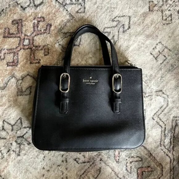 Kate Spade Connie Small Triple Gusset Satchel Top Handle Bag Black Leather EUC - Picture 3 of 14